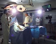 Bill Chvala and crew in a state-of-the-art operating room.