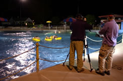 Filming in the Motion Ocean. Real troopers in the water.
