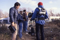 Setting up a steadicam shot.